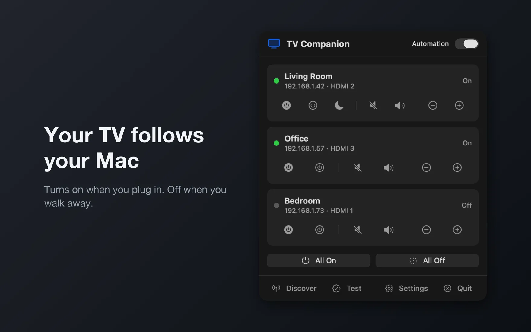 TV Companion menu bar panel