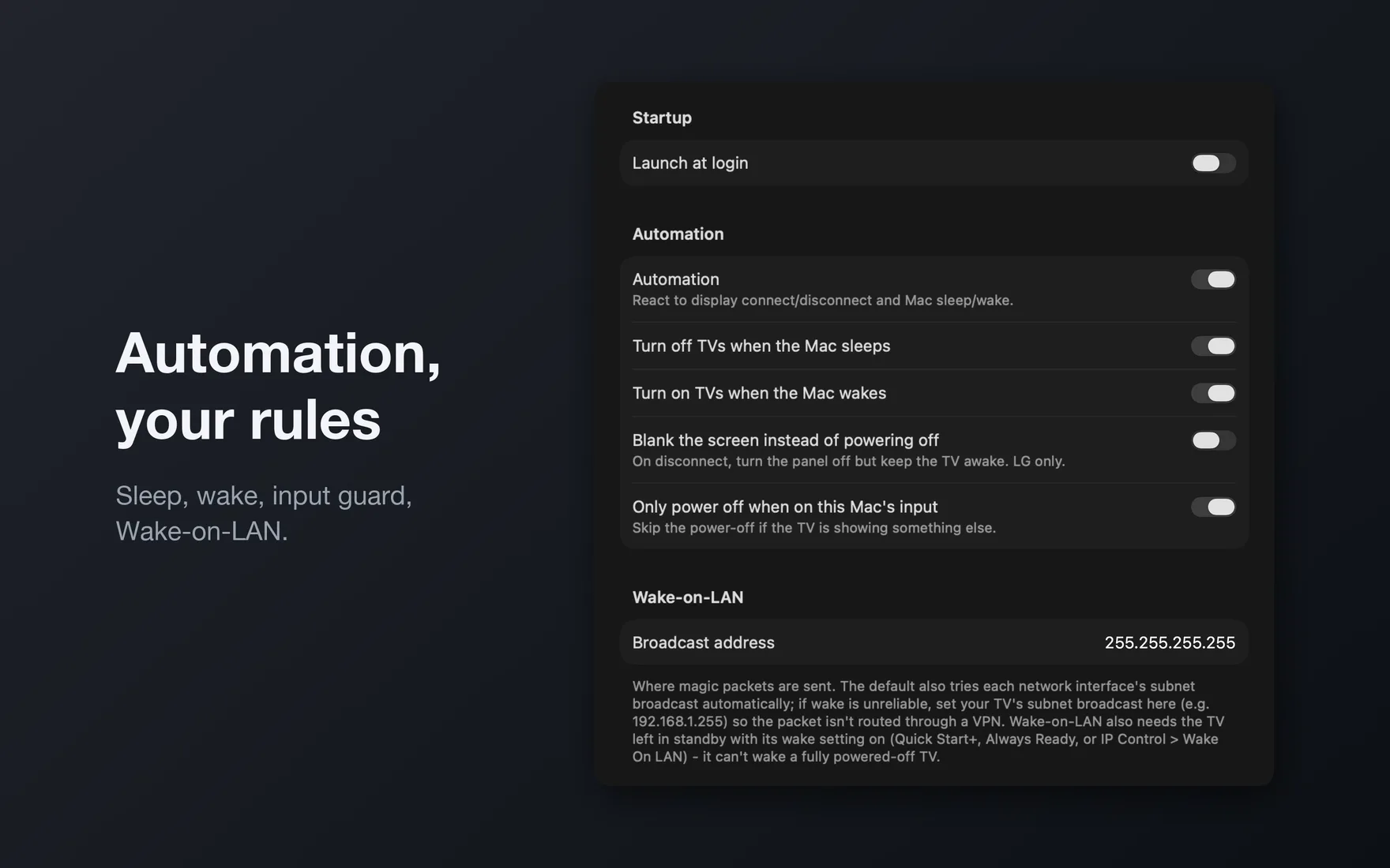 TV Companion automation settings